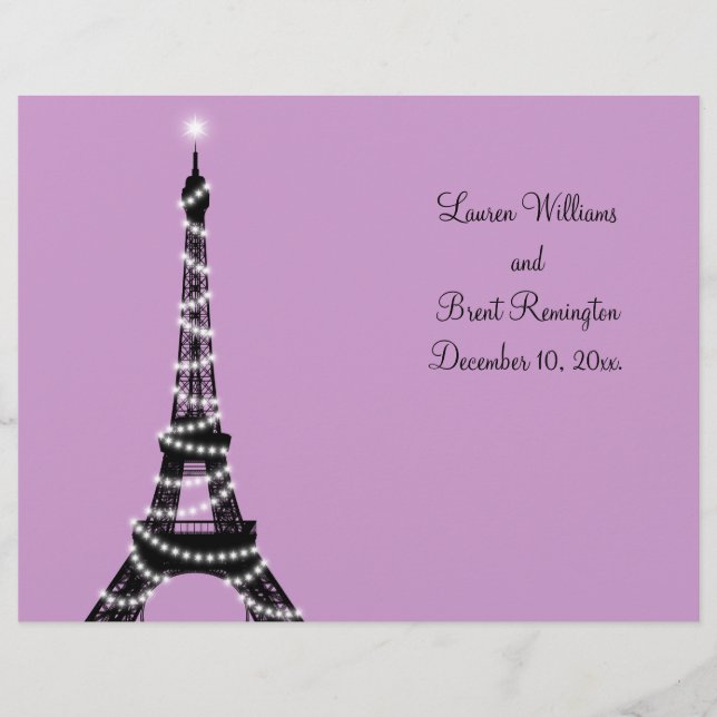 Paris funkelt Hochzeitsprogramm (Vorderseite)