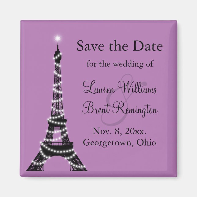 Paris funkelt Save the Date Magnet (Vorne)