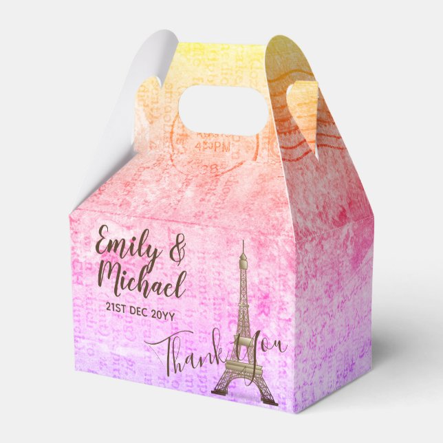 Paris Gable Box Personalisiert PINK Parchment Geschenkschachtel (Vorderseite)