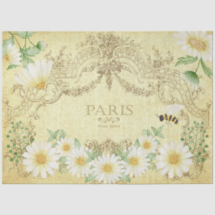 Paris Gänseblümchen Biene Gelb Decoupage Basteln Seidenpapier