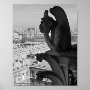 Paris Gargoyle B&W Poster
