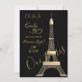 Paris Geburtstag Einladung Black GOLD Chic