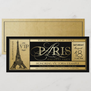 Paris Geburtstagsparty-Einladungsticket Einladunge Einladung