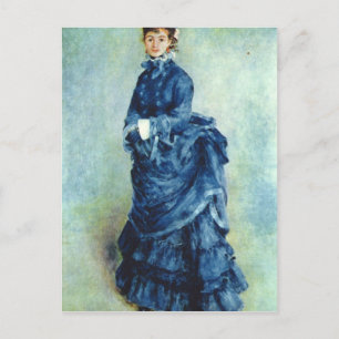 Paris Girl the lady von Pierre Renoir blau Postkarte