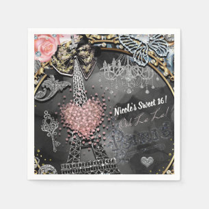 Paris Glamour Funkeln Frankreich Sweet 16 Party Serviette