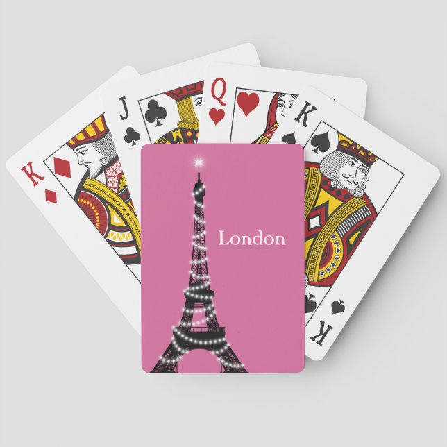 Paris Glitzern Everywhere Poker Cards fuchsia Spielkarten (Rückseite)