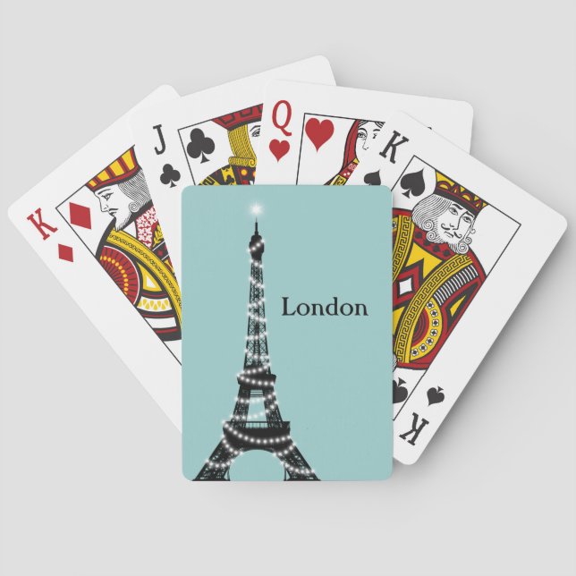 Paris Glitzern Everywhere Poker Cards Türkis Spielkarten (Rückseite)