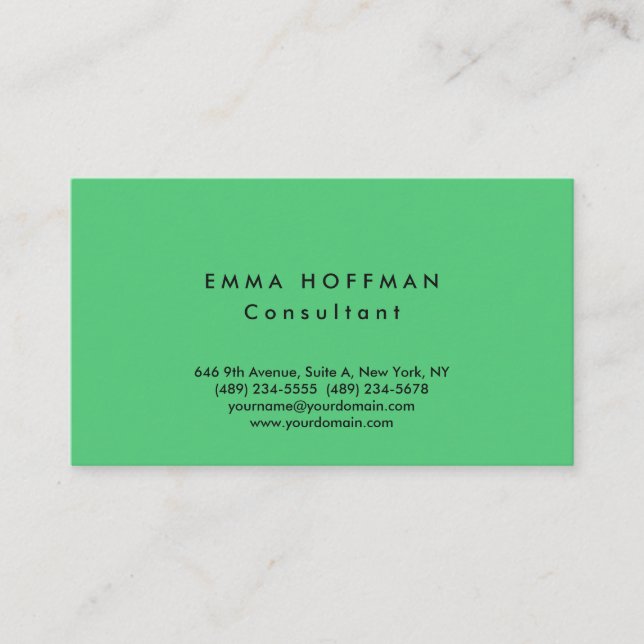 Paris Green Stilvoll Schlicht Classical Visitenkarte (Vorderseite)