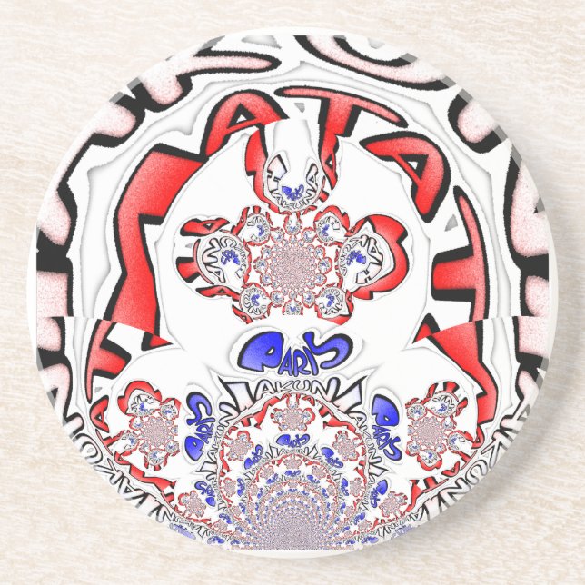 Paris Hakuna Matata Paris Blue Red White.png Sandstein Untersetzer (Vorne)