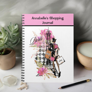 Paris Harlequin Shopping Girl Notizblock
