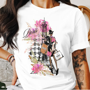Paris Harlequin Shopping Girl T - Shirt
