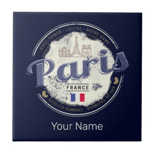 Paris Hauptstadt Frankreich Eiffelturm Vintage Sou Fliese