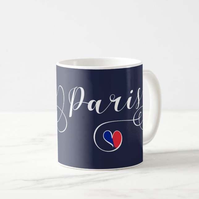 Paris Heart Tasse, Frankreich Kaffeetasse (VorderseiteRechts)