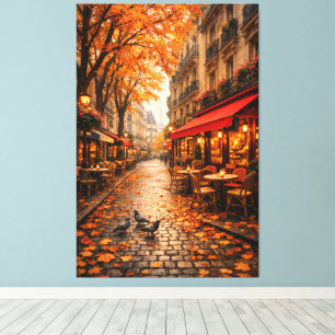 Paris Herbst Café Straße – Warmes Herbstleinwandku Leinwanddruck