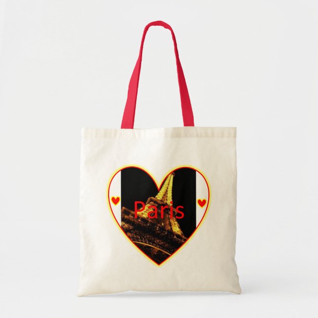 Paris-Herz-Eiffel-Turm-Budget-Tasche Tragetasche (Vorne)