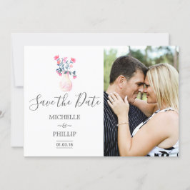 Paris Hochzeit Aquarellblumen Save the Date