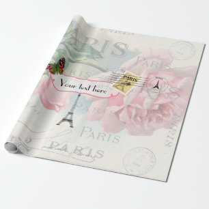 Paris Hochzeit Vintage Shabby-Chic Rosa Rose benut Geschenkpapier