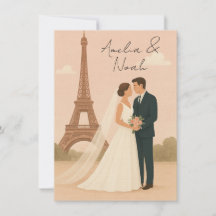 Paris Hochzeits-Einladung | Elegante Eiffelturm