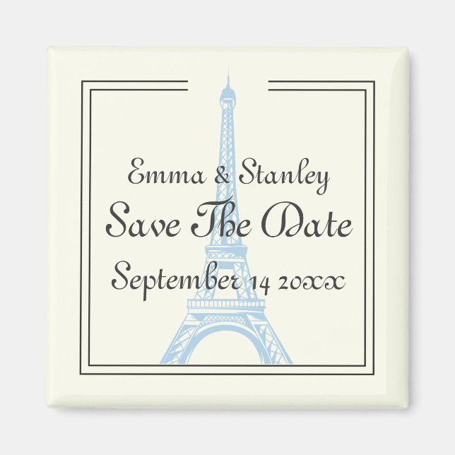 Paris Hochzeitsblauer Eiffelturm Save the Date Magnet (Vorne)