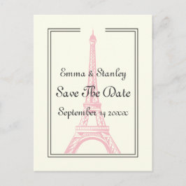 Paris Hochzeitsrosa Eiffelturm Save the Date Ankündigungspostkarte