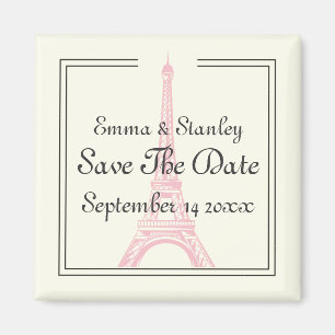 Paris Hochzeitsrosa Eiffelturm Save the Date Magnet