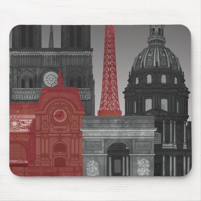 Paris Höhenunterschiede nach Nacht - Rot Mousepad (Vorne)