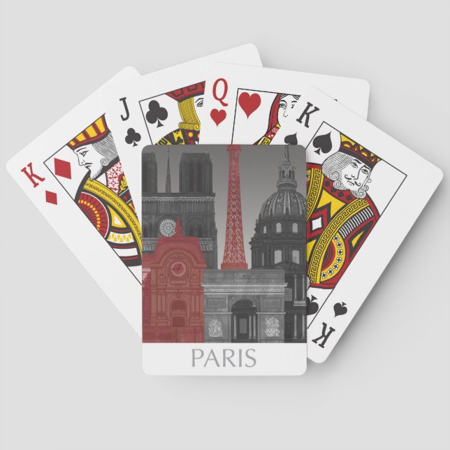 Paris Höhenunterschiede nach Nacht - Rot Spielkarten (Rückseite)
