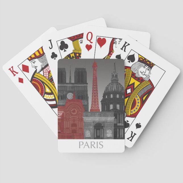 Paris Höhenunterschiede nach Nacht - Rot Spielkarten (Rückseite)