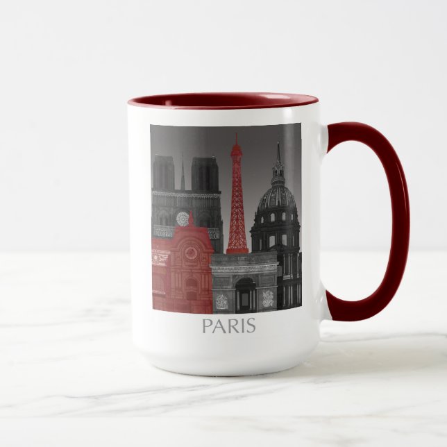 Paris Höhenunterschiede nach Nacht - Rot Tasse (Rechts)