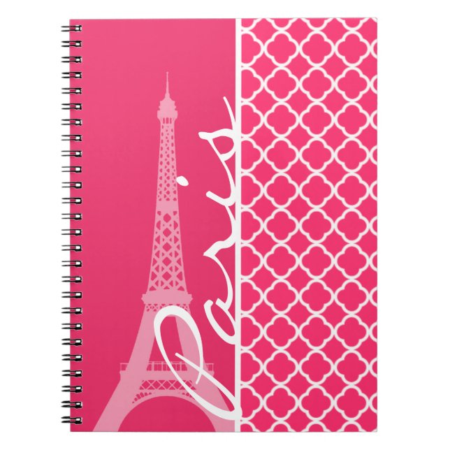 Paris; Hot Pink, marokkanischer Quatrefoil Notizblock (Vorderseite)