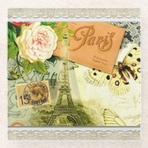Paris im Frühling Pretty Vintage Glasuntersetzer