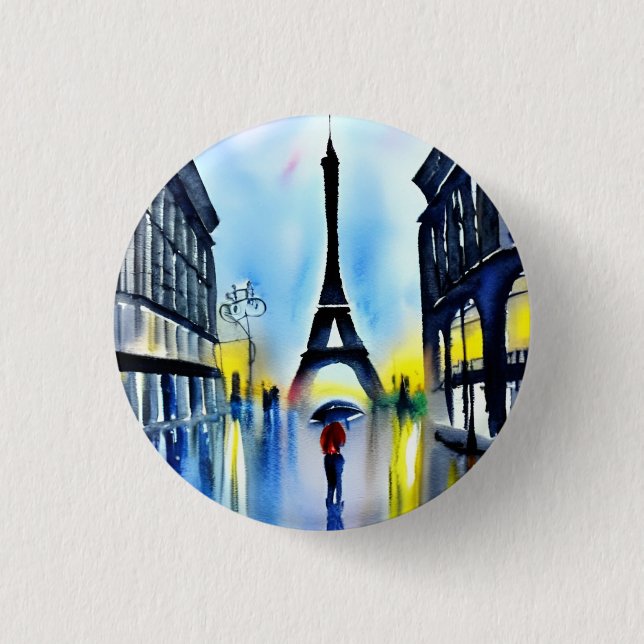 Paris im Regen Button (Vorderseite)
