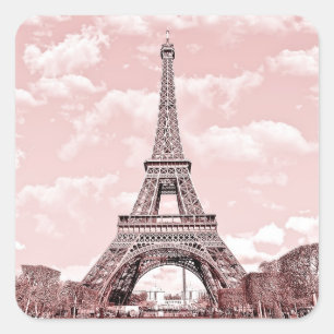 Paris im rosa Eiffelturm Quadratischer Aufkleber