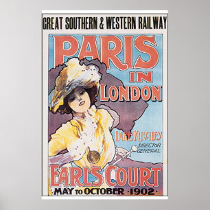 Paris im Vintagen Reise-Plakat Londons Poster