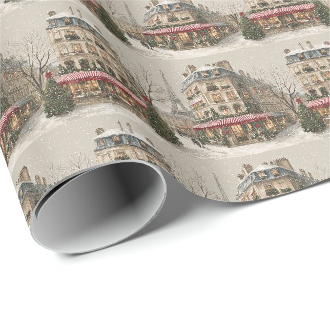 Paris im Winter Geschenkpapier (Rolleneckpunkt)