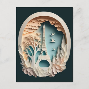 Paris Imitate Papercut Style Postcard Postkarte