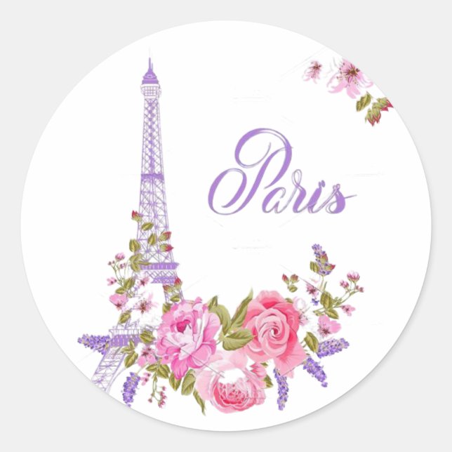 Paris in Bloom Midnight in Paris Floral Paris Roma Runder Aufkleber (Vorderseite)