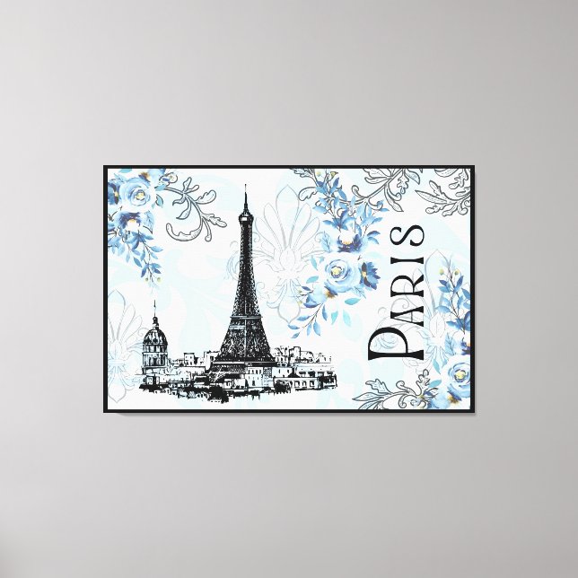 Paris in Blue Canvas Print Leinwanddruck (Vorderseite)