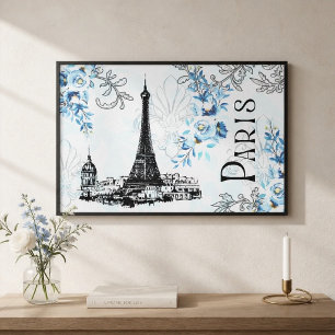 Paris in Blue Canvas Print Leinwanddruck