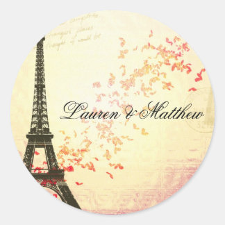 Paris in Liebe - Eiffelturm Runder Aufkleber