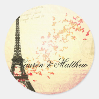 Paris in Liebe - Eiffelturm Runder Aufkleber