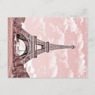 Paris in Pink Eiffel Tower France Postkarte