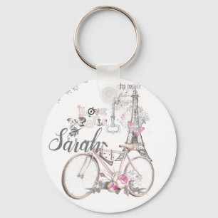 Paris in Rosa Vintage Personalisiert Schlüsselanhänger
