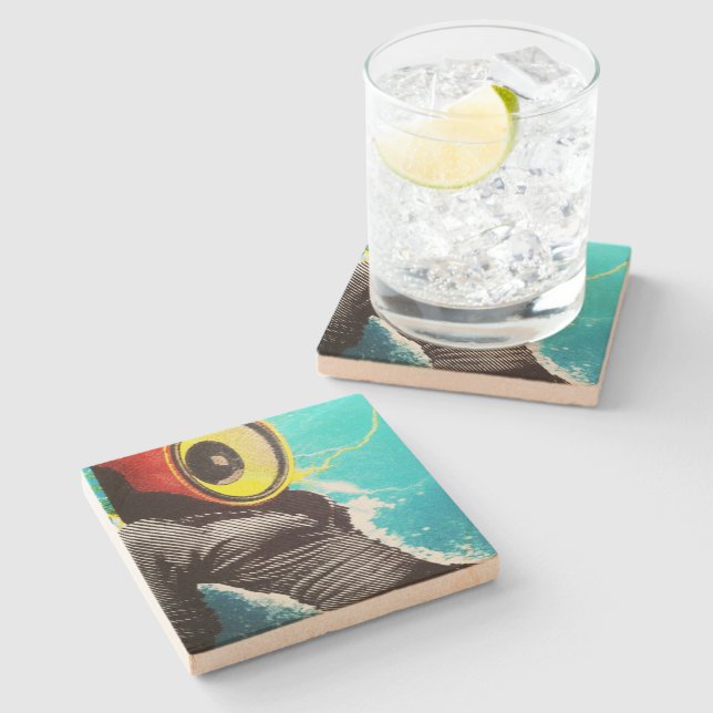 "Paris ist elektrischer" Sandstein Steinuntersetzer (Seitenansicht)