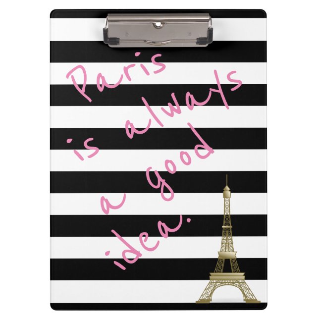 Paris ist immer ein gute Idee Striped Klemmbrett (Vorderseite)