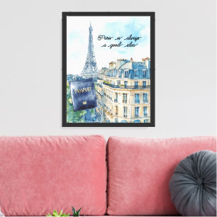 Paris ist immer eine gute Idee Blaues Reisepass Leinwanddruck