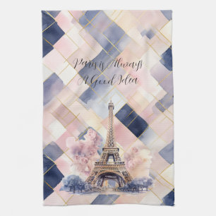 Paris ist immer eine gute Idee Eiffelturm Blau Pin Geschirrtuch