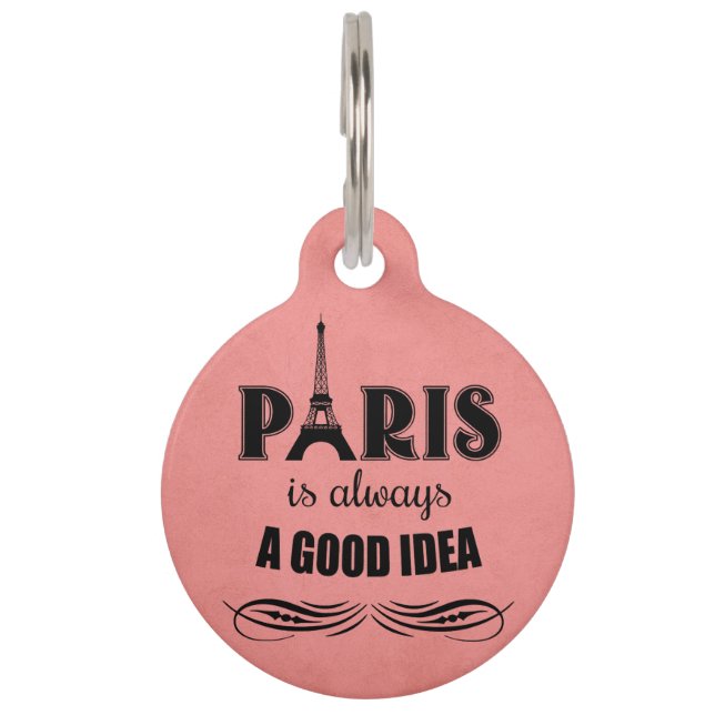 Paris ist immer eine gute Idee Haustiermarke (Vorderseite)