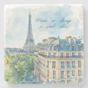 Paris ist immer eine gute Idee Reisepass Steinuntersetzer