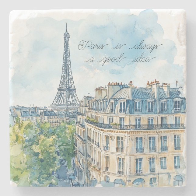 Paris ist immer eine gute Idee Reisepass Steinuntersetzer (Vorderseite)